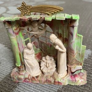 MOD DEPOSE Italy Holy Family Vintage Marbled Plastic Nativity